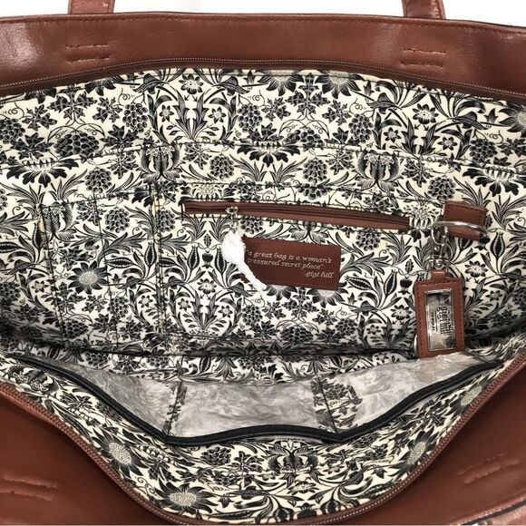 Gigi Hill LA Black Brown Tooled Vegan Leather Extra Large Travel Duffel Tote - Picture 12 of 16